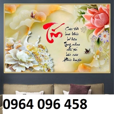 Tranh gạch men 3d chim công phong thủy - GBV33
