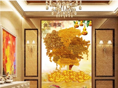 Tranh 3d cây kim tiền tranh gạch 3d ốp tường - 9009M