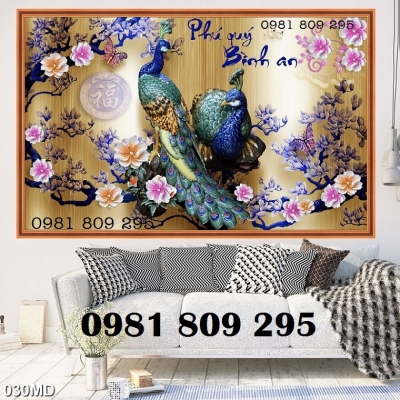 Tranh gạch 3d ốp tường chim công