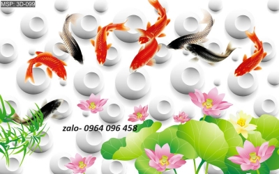 Tranh gạch 3d 9 con cá chép - 700M