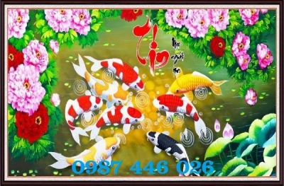 Tranh gạch men cá chép vàng HP7442