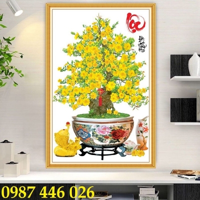 Tranh gạch men hoa mai vàng HP62822