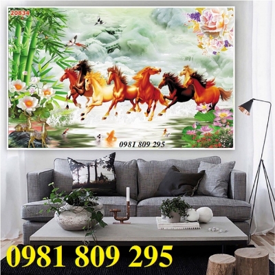 gạch tranh 3d bát mã giả ngọc