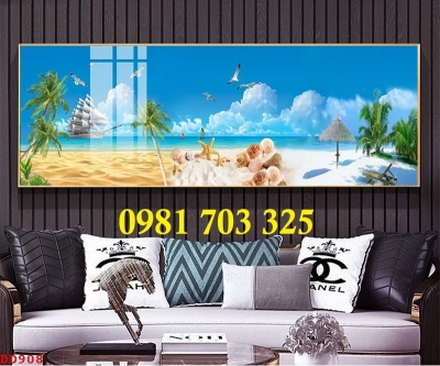 Gạch tranh 3d cảnh biển trang trí