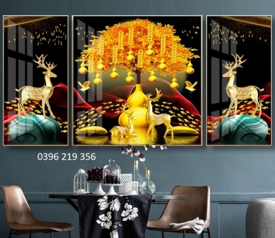 Tranh gạch 3d trang trí phòng khách phong thuỷ