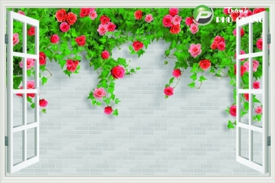 gạch ốp tường hoa hồng 3d