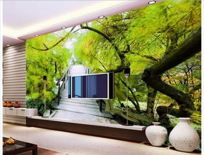 Tranh gạch 3d phong cảnh rừng cây - SJK99