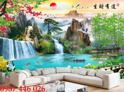 Gạch 3d tranh gạch men thác nước HP9833