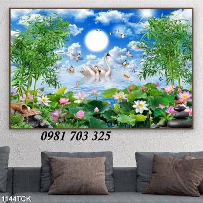 tranh hoa sen, tranh gạch 3D