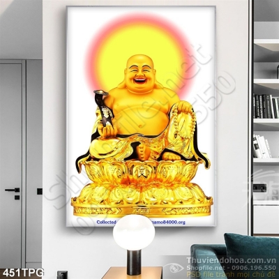 Tranh Phật Di Lặc 3D trang trí phong thuỷ