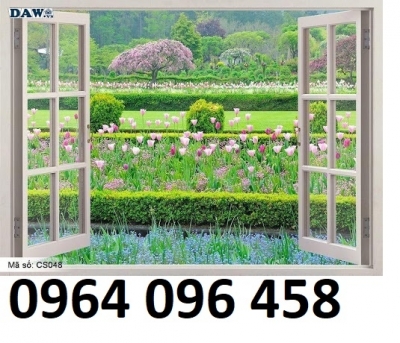 tranh gạch 3d cửa số dán tường - 54CM