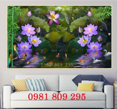 Gạch tranh trang trí tường hoa sen HG3424