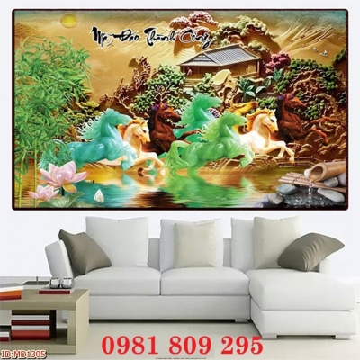 Tranh gạch ốp tường ngựa 3d