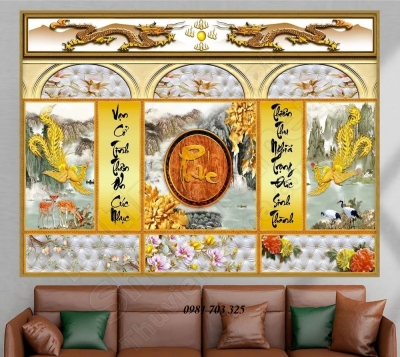 tranh gạch 3D, gạch tranh phòng thờ