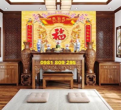 Tranh gạch ban thờ 3d chữ phúc HE888