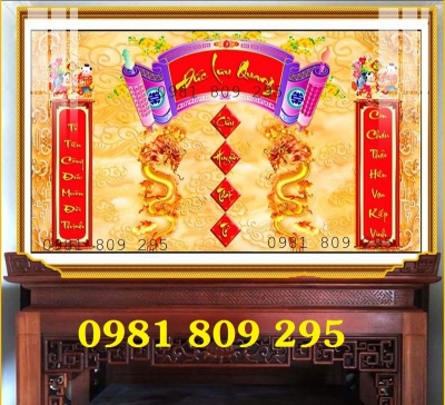 Gạch tranh phòng thờ rồng vàng