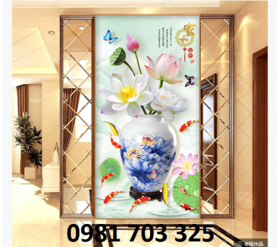 Tranh khổ đứng 3D- tranh hoa ốp tường