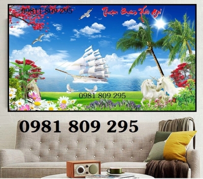 tranh thuyền ốp tường - gạch tranh 3d