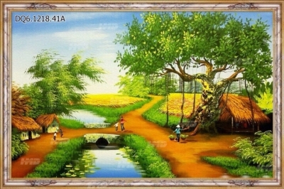Tranh gạch men 3d phong cảnh đồng quê - 988VB