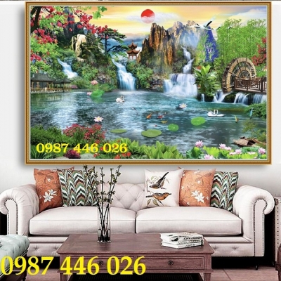 Gạch tranh thác nước sơn thủy hữu tình HP0783