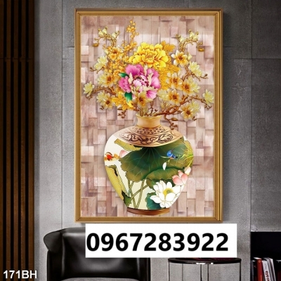 Tranh gạch đẹp 3d bình hoa