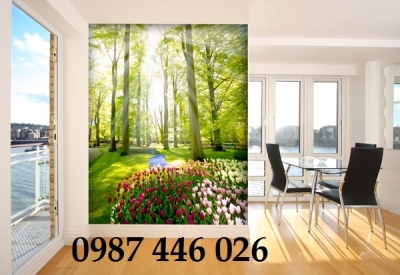 Tranh gạch men vườn hoa tuylip