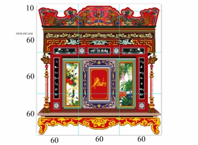 Gạch tranh 3D - phòng thờ gia tiên