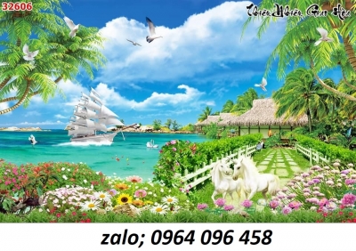 Tranh gạch men 3d thuyền buồm - DSC74