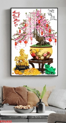 Tranh gạch hoa đào 3D