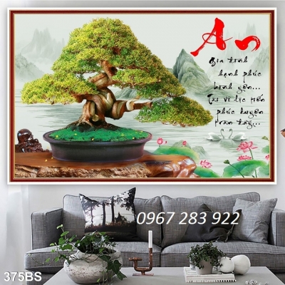 Tranh 3d cây cảnh bonsai ốp tường phòng khách