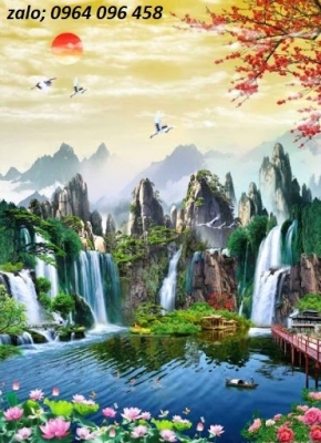 Tranh gạch phong cảnh khổ đứng 3d - KCN32
