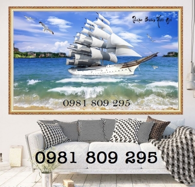 Tranh gạch men thuyền buồm xuôi gió HP3423