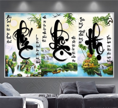 Tranh phúc lộc thọ- gạch tranh 3D ốp tường