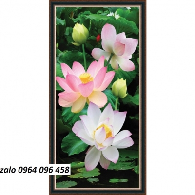 Tranh gạch 3d hoa sen - gạch tranh 3d hoa sen - KHF44