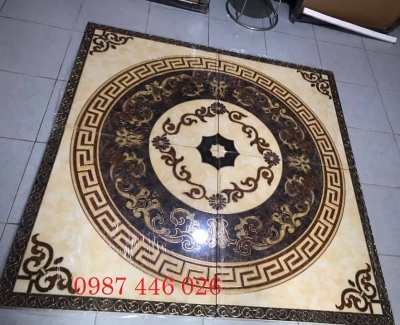 Gạch nền thảm hình vuông khắc vàng HP073