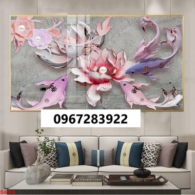 Tranh gạch hoa sen trang trí tường