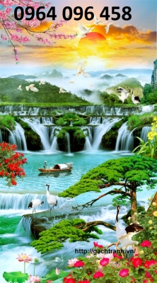 Tranh gạch men 3d ốp tường phong cảnh khổ đứng - CXV54
