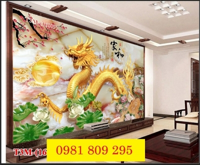 Tranh gạch men 3d rồng vàng