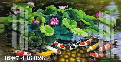 Gạch cá chép hoa sen phong thủy HP0724