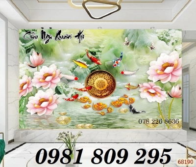 Tranh gạch ốp tường, tranh hoa sen sứ ngọc HN9302