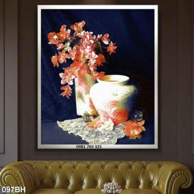 Tranh gạch đẹp 3d bình hoa