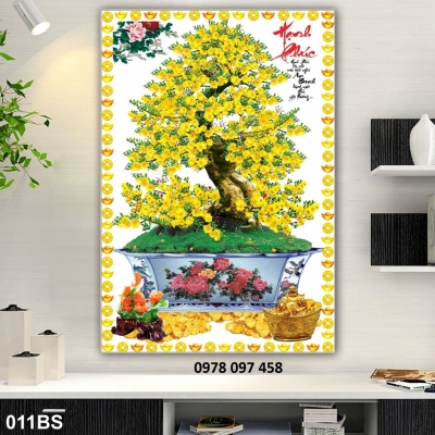 Bức tranh hoa mai vàng đón xuân .