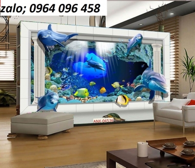 Tranh gạch 3d cá heo đại dương - FXX333