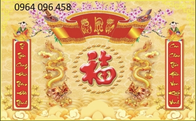 Tranh gạch 3d câu đối phòng thờ - HH5