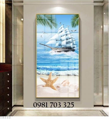 Tranh thuyền buồm, gạch tranh phong thủy 3D