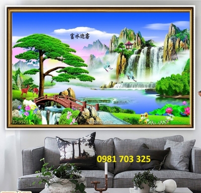 tranh 3D phong cảnh trang trí phòng khách