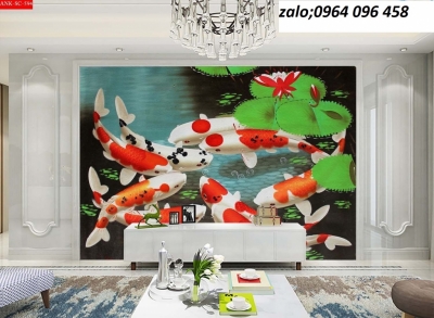Tranh gạch 3d cửu ngư quần hội - 9393B