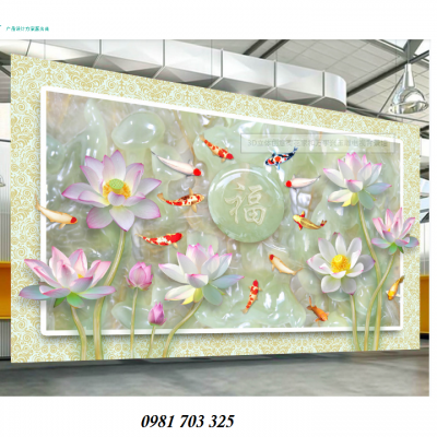 tranh hoa sen, tranh gạch 3D