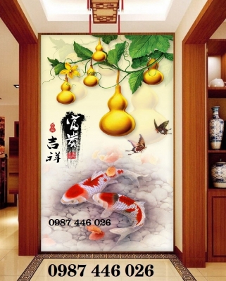 Tranh gạch men cá chép Koi