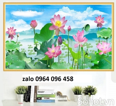 Gạch tranh ốp tường 3d hoa sen - 64CM